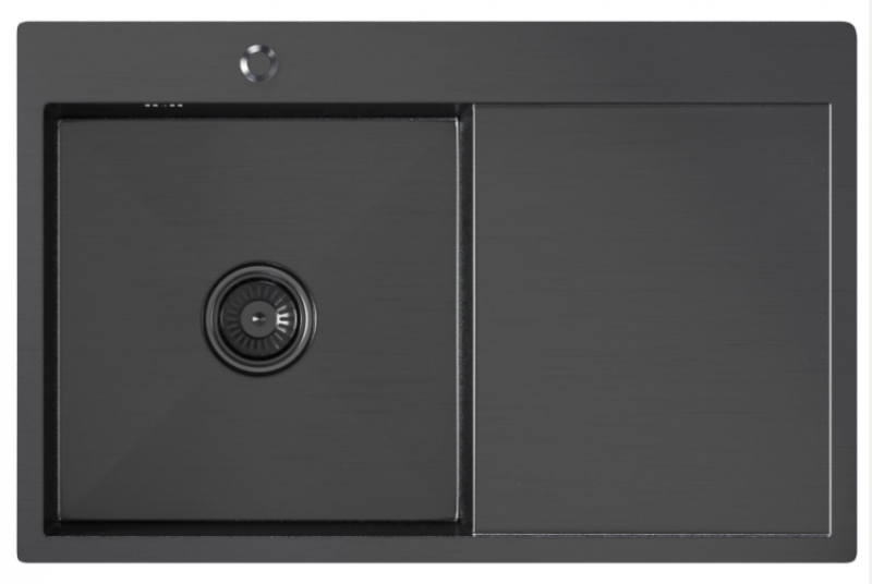 Мойка настол. монтаж 78х50 (3, 0) лев. вып 3 1/2 MIXLINE PRO с ФАСКОЙ 20см с сифоном (черный графит)