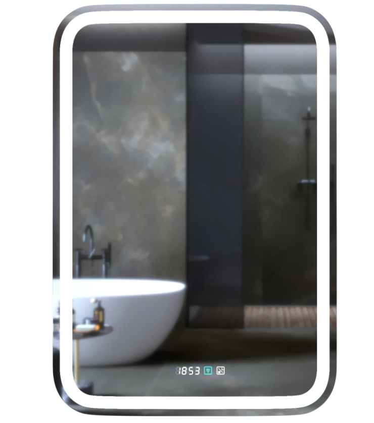Зеркало MIXLINE "Мальта-3" 550*800 (ШВ) сенсорный выключатель, часы внешней настройки + подогрев