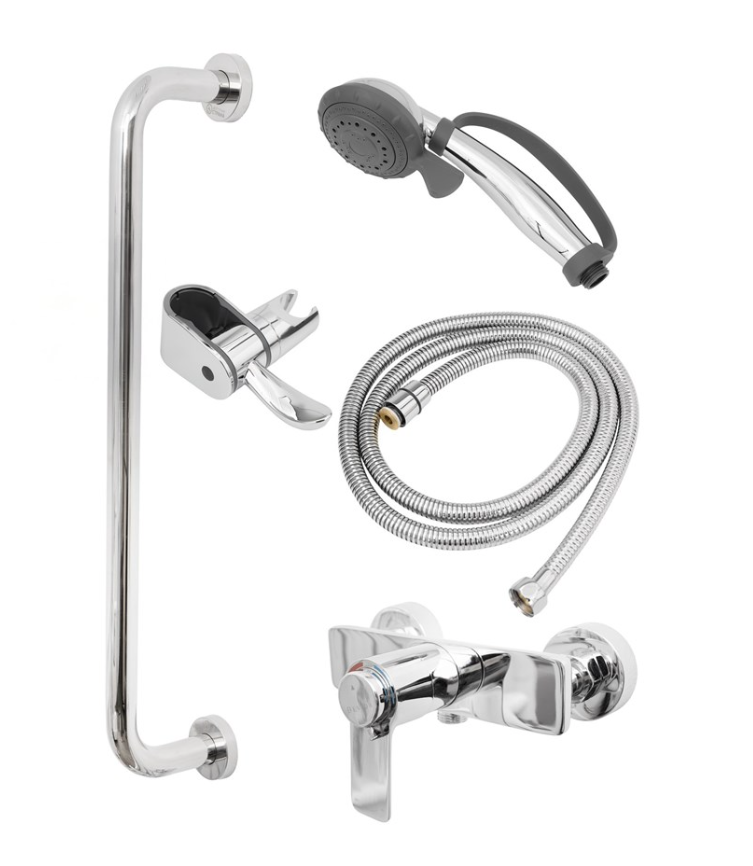 Душевая система для МГН с настенный рычажным смесителем с термостатом 9239