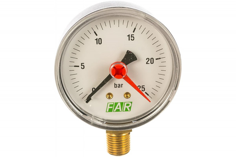 Манометр 1/4" (радиальное соед.) , 0-25 бар, - 20-80 °C, O 63 мм