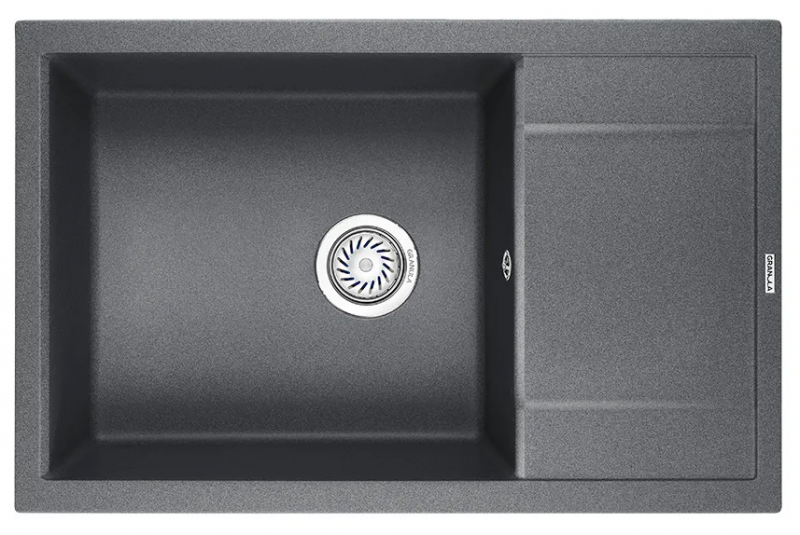 Мойка кухонная 7805, ГРАФИТ (ЧЁРНО-СЕРЫЙ) кварц Granula