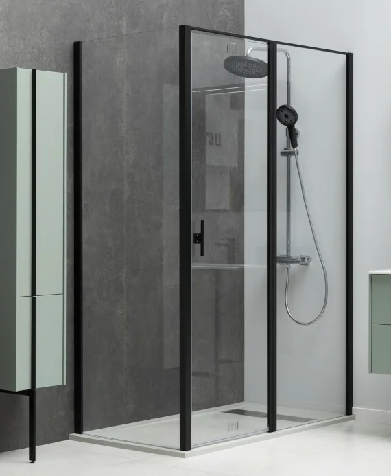 Бок.стекло 900мм стекло Optiwhite, Easyclean, 3.31018.BBA PRIORITY, черн.браш.алюм (256526)