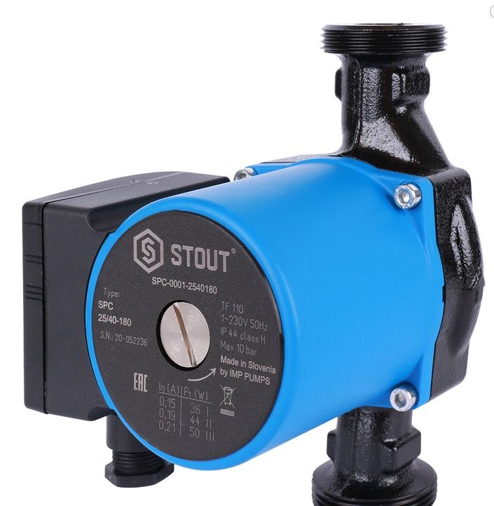 Насос циркуляционный Stout 25-60/180 220/240V 50Hz с латунными гайками G 1 1/2 x Rp 1