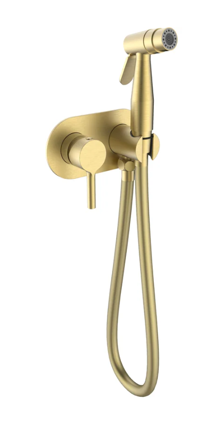Смеситель с гигиеническим душем, сатин золотой R20.52.03 Raglo