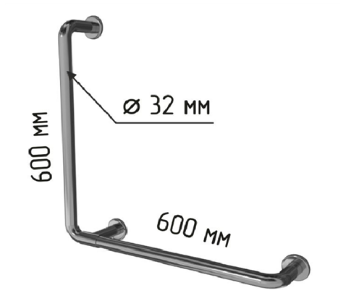 Поручень для инвалидов L-образный Ф32 600мм универсальный