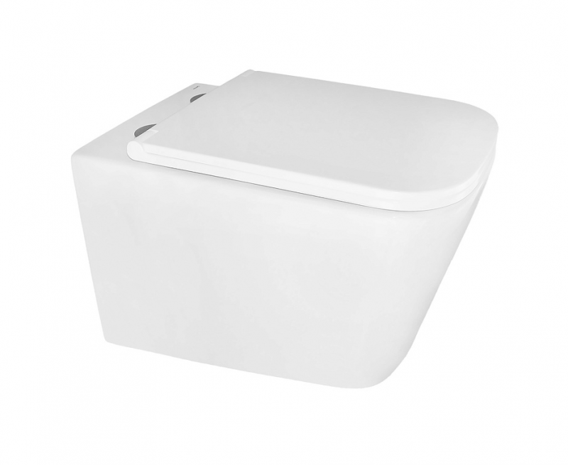 Унитаз подвесной Azario Cascad 525x345x360 безободковый, "Скрытое Торнадо", в компл сид