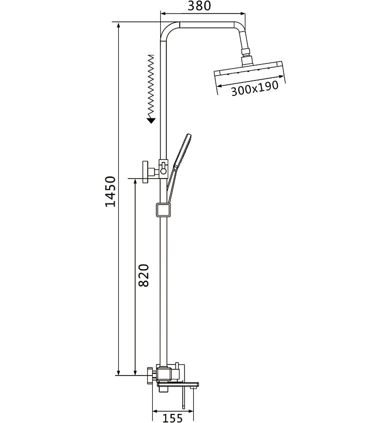 Душевая система, черная SHEVANIK S8536H